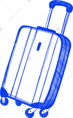 large blue travel suitcase on wheels Illustration in PNG, SVG