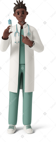 3D doctor with syringe Illustration in PNG, SVG