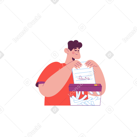 The man putting the document into the shredder Illustration in PNG, SVG