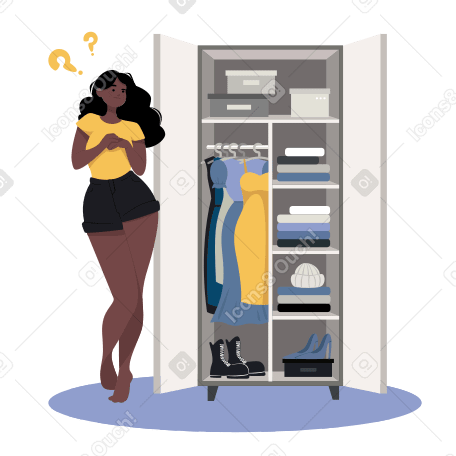 Girl in contemplation about what to wear PNG, SVG