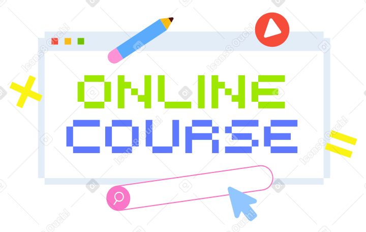 Lettering Online Course with pencil, math signs and searchbar text PNG, SVG