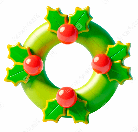 3D christmas wreath PNG, SVG