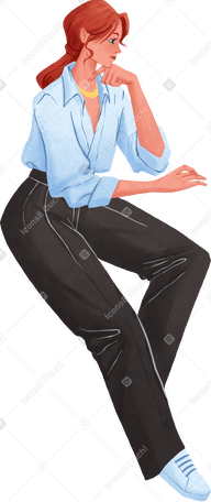 woman sitting with one leg stretched PNG, SVG