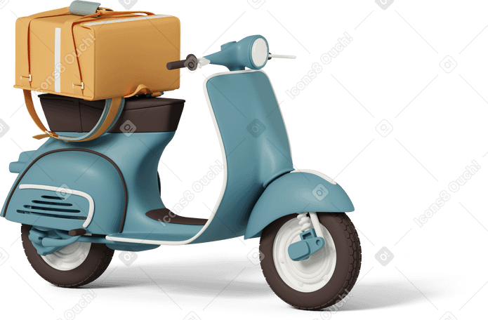 3D scooter with delivery bag PNG, SVG