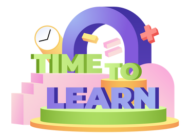 Lettering Time to Learn with math signs and clock text PNG, SVG