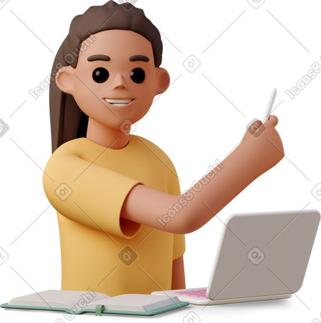 3D teacher with a pointer PNG, SVG