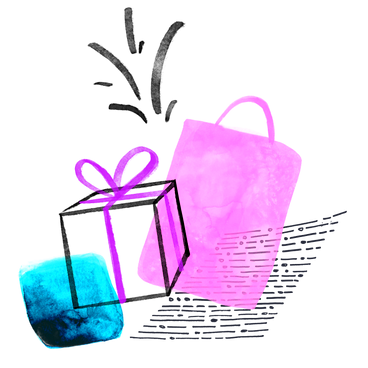 Bolsa de compras y caja de regalo de cartón. PNG, SVG