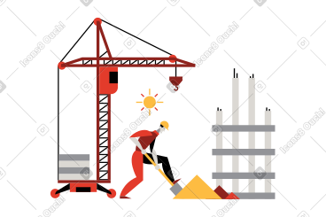 建筑工人用铲子挖掘 PNG, SVG