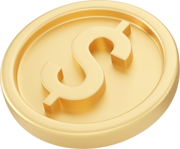 Лежащая золотая долларовая монета в PNG, SVG