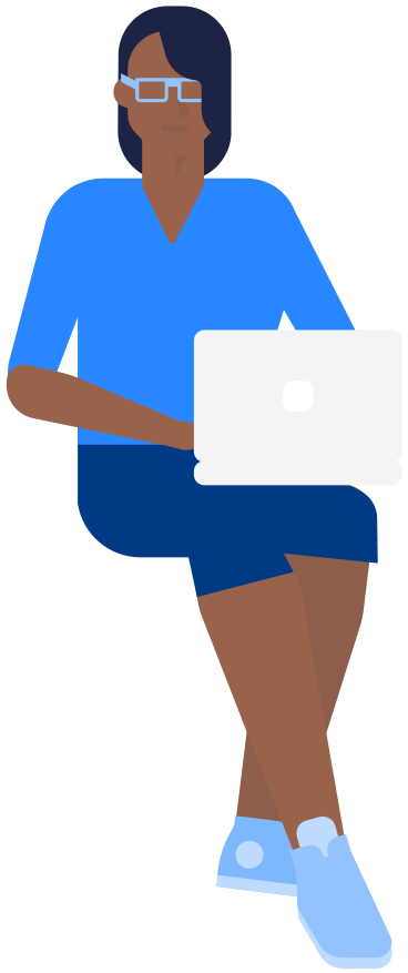 Girl sitting with a laptop animated illustration in GIF, Lottie (JSON), AE