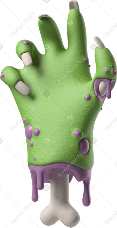 3D 绿色僵尸手的手掌 PNG, SVG