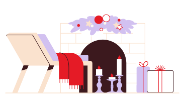 Christmas fireplace and gifts PNG, SVG