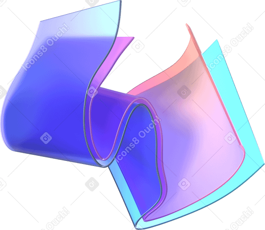 3D scrunched gradient glass ribbons PNG, SVG