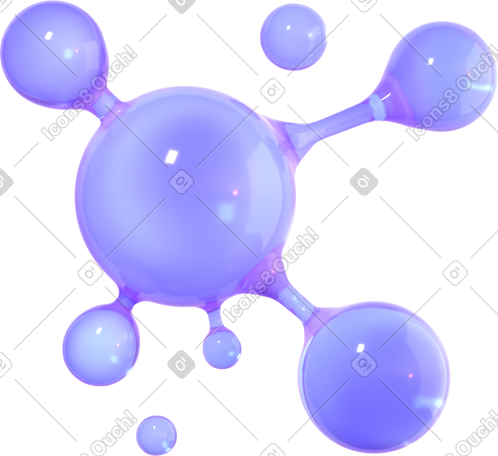 3D 玻璃分子中的虹彩连接 PNG, SVG