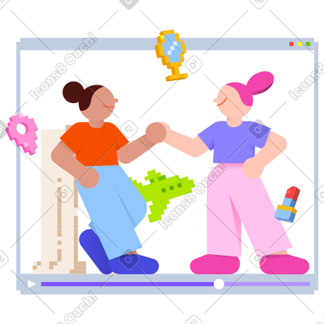 两位女博主正在合作 PNG, SVG