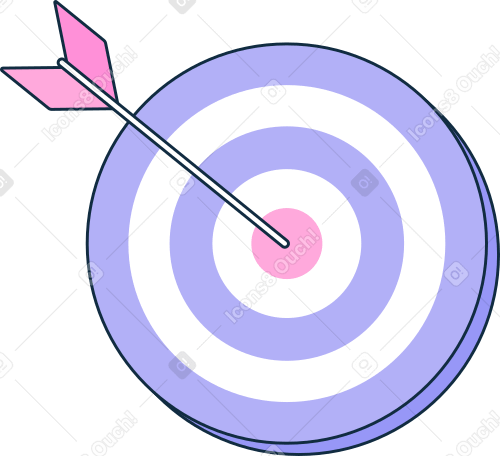 blue target with an arrow in the centre Illustration in PNG, SVG