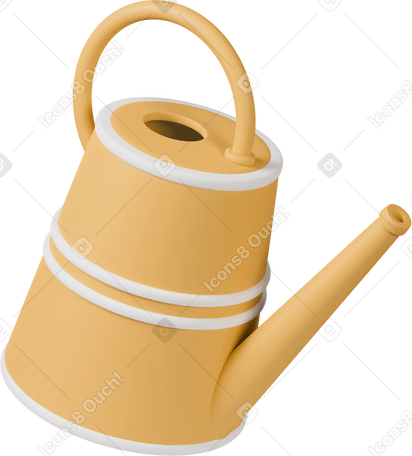 3D yellow watering can PNG, SVG