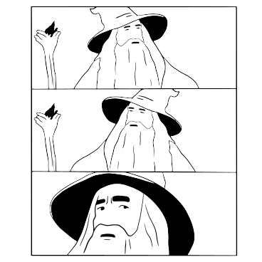 Confused Gandalf wizard with staff PNG, SVG