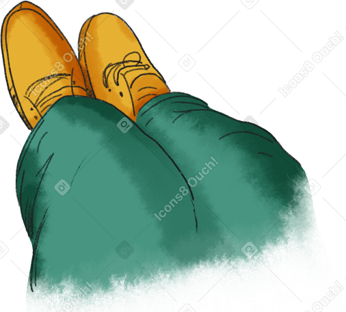 top view of legs in green pants and yellow shoes в PNG, SVG