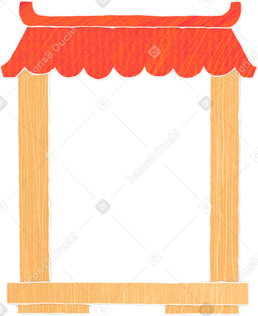 wooden chinese house with a red roof в PNG, SVG