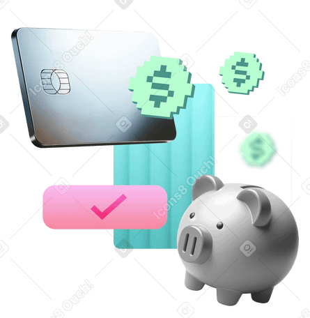 Экономия денег в копилке и онлайн-сберегательном счете в PNG, SVG