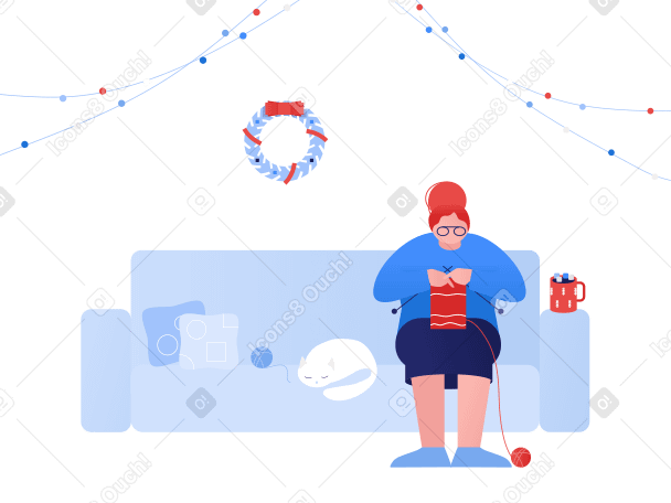 Winter holidays at home Illustration in PNG, SVG