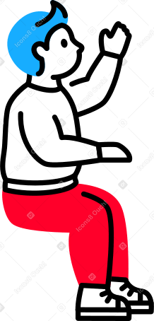 child sits up and raises his hand Illustration in PNG, SVG