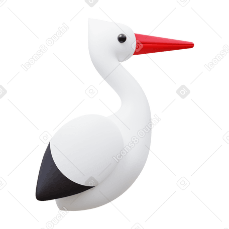 3D stork в PNG, SVG