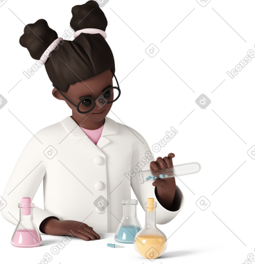 Young schoolgirl in lab coat doing science experiments PNG, SVG