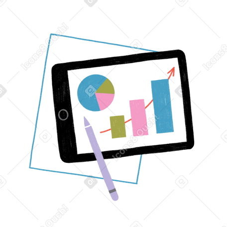 Ipad with business graph and chart PNG, SVG