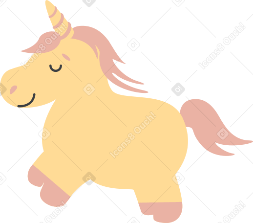 yellow unicorn PNG, SVG