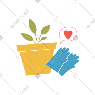 盆栽植物和手套 PNG, SVG