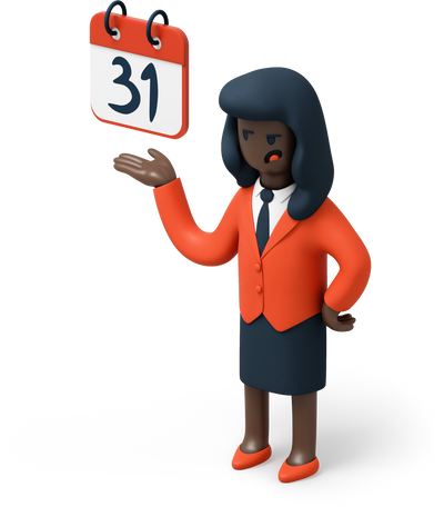 Black businesswoman pointing at calendar Illustration in PNG, SVG
