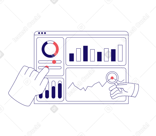 Working with the business dashboard animated illustration in GIF, Lottie (JSON), AE