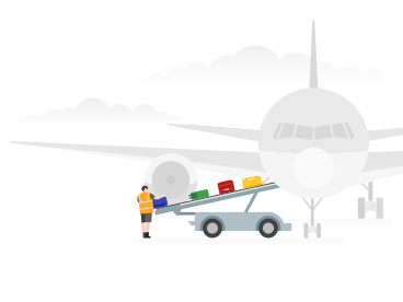 A man unloading luggage from an airplane PNG, SVG