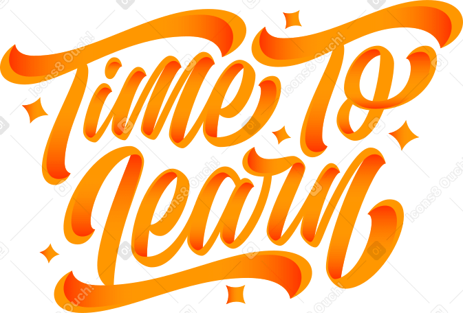 lettering time to learn with gradient shadow Illustration in PNG, SVG