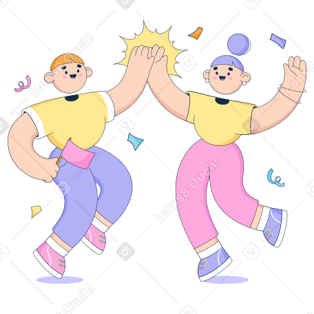 Man and woman high-fiving each other Illustration in PNG, SVG