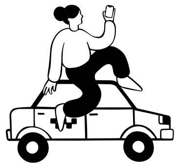 Service de taxi moderne, femme utilisant une application mobile PNG, SVG