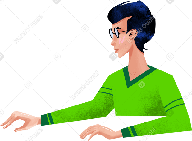 man in the green sweater Illustration in PNG, SVG