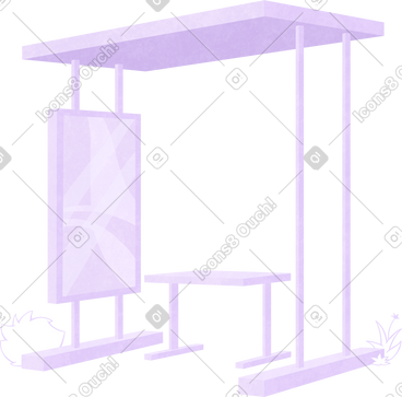 Purple bus stop PNG, SVG