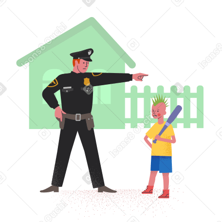 Policeman with bully boy Illustration in PNG, SVG