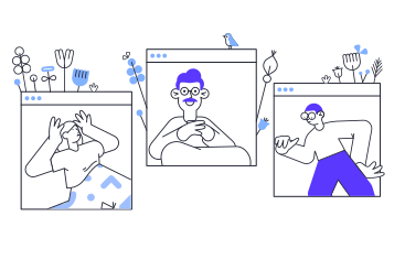 Illustration animée Réunion en ligne aux formats GIF, Lottie (JSON) et AE