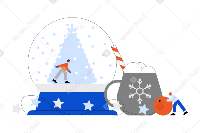 Snow globe with hot drink PNG, SVG
