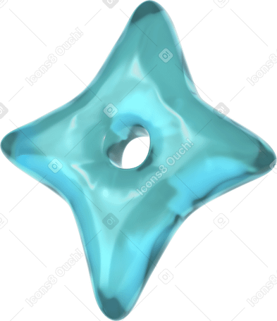 3D blue inflated spark PNG, SVG