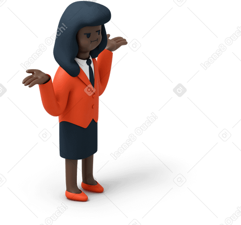3D Black businesswoman shrugging shoulders PNG, SVG