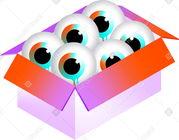 Caja isométrica con ojos PNG, SVG