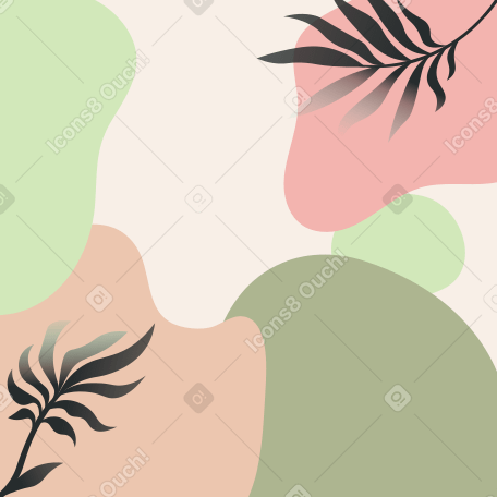 Pastel abstract background with plants Illustration in PNG, SVG