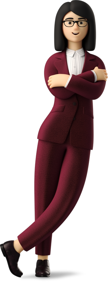 businesswoman in red suit leaning on wall PNG, SVG