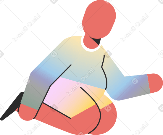 chubby child sitting on knees Illustration in PNG, SVG