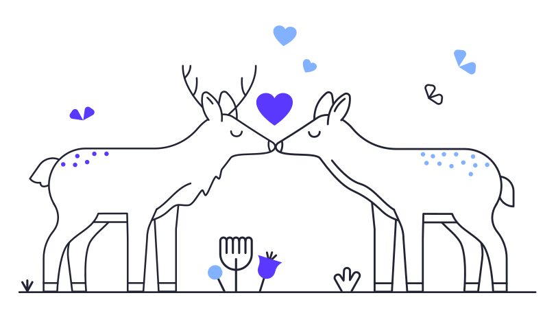 Two deers kissing  Illustration in PNG, SVG